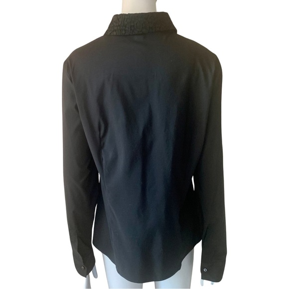 HUGO BOSS “Boresa” Blouse Stretch Poplin Lace Collar - Picture 9 of 16